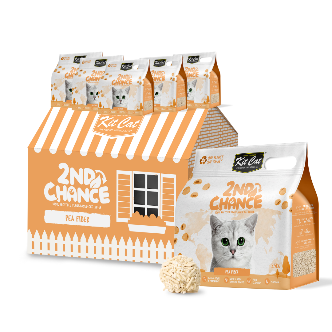 CTN OF 6] Kit Cat 2nd Chance Plant-Based Cat Litter - Pea Fiber