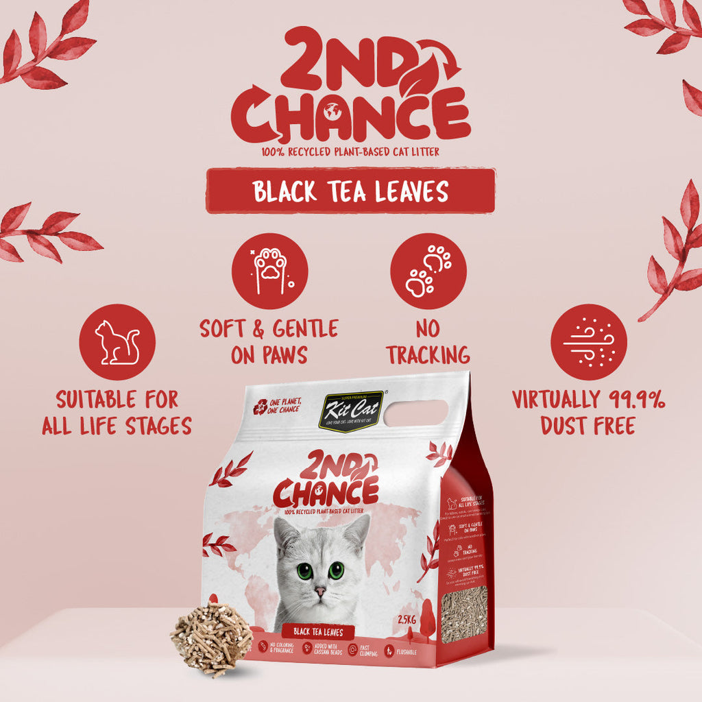 Kit Cat 2nd Chance Plant-Based Cat Litter - Black Tea Leaves (2.5KG).