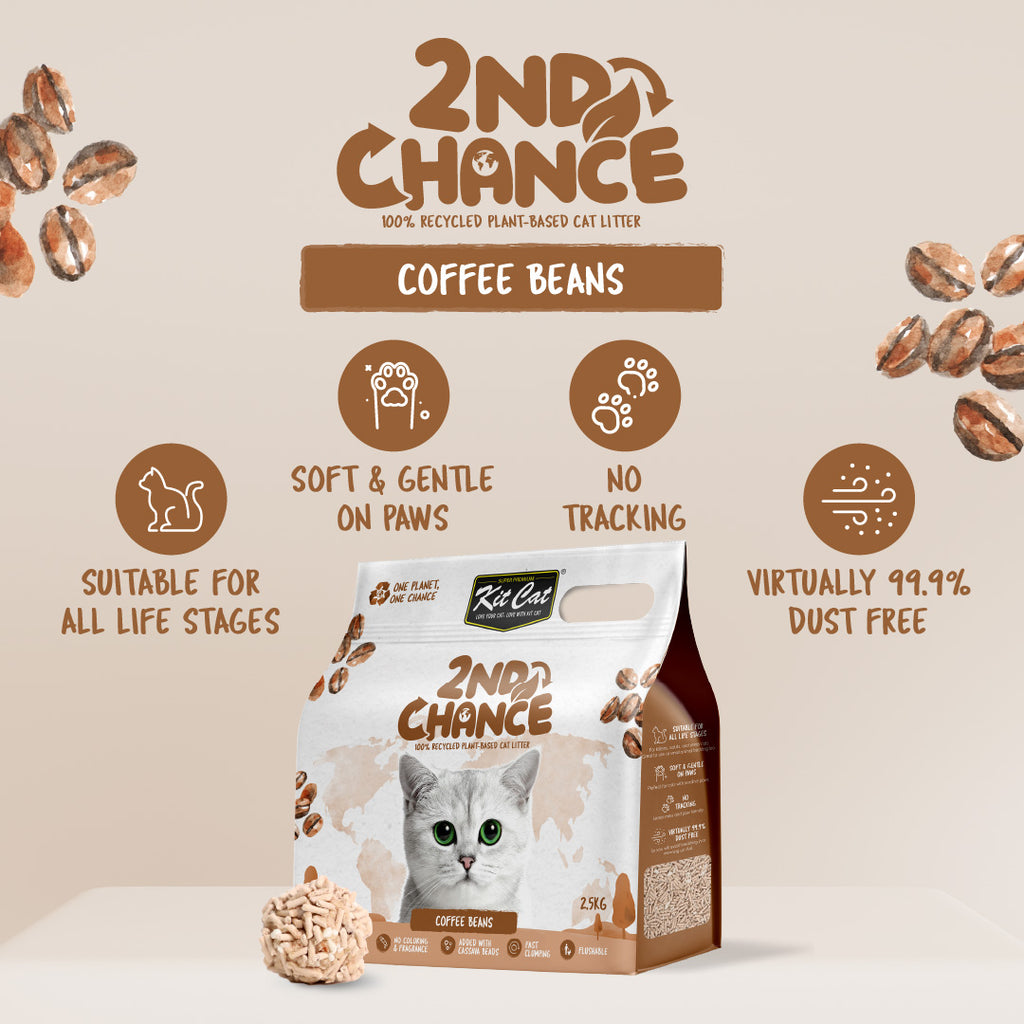 [CTN OF 6] Kit Cat 2nd Chance Plant-Based Cat Litter - Coffee Beans (6 X 2.5KG).