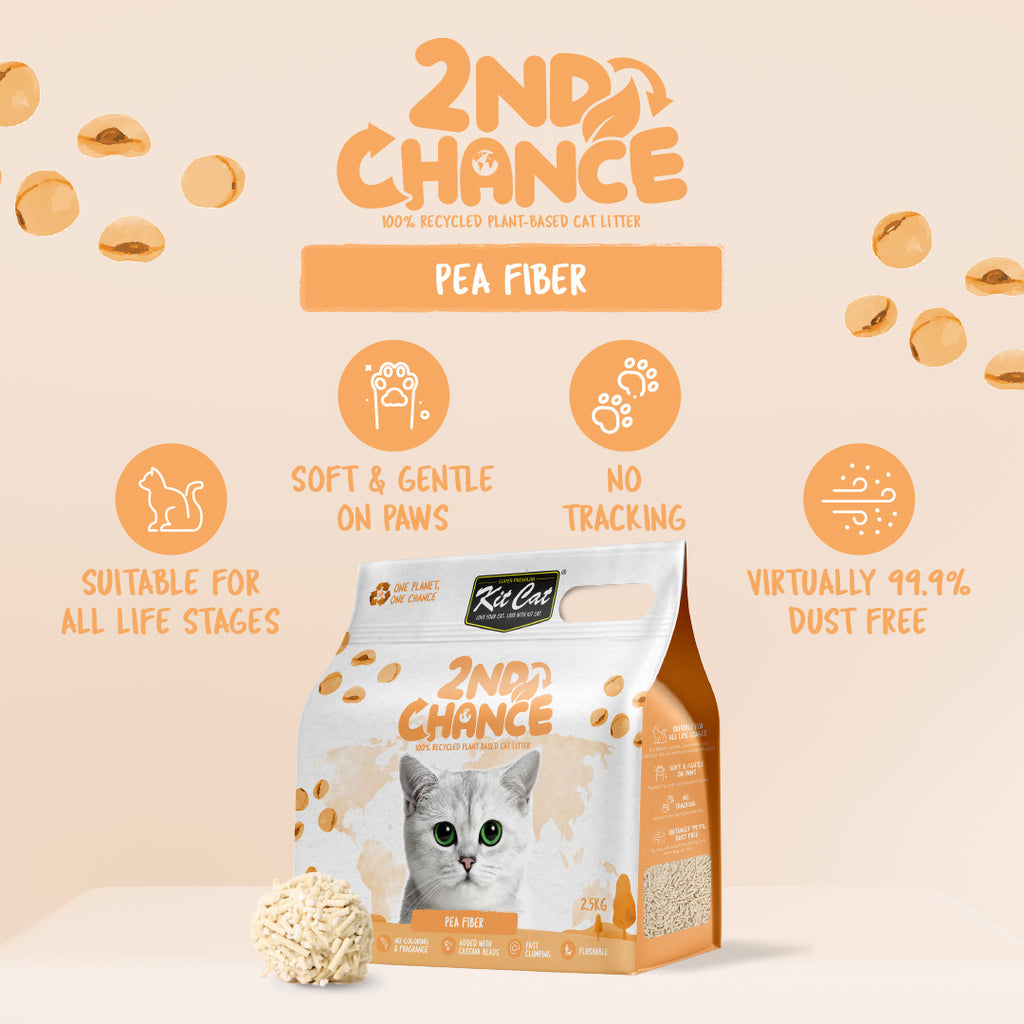 [CTN OF 6] Kit Cat 2nd Chance Plant-Based Cat Litter - Pea Fiber (6 X 2.5KG).