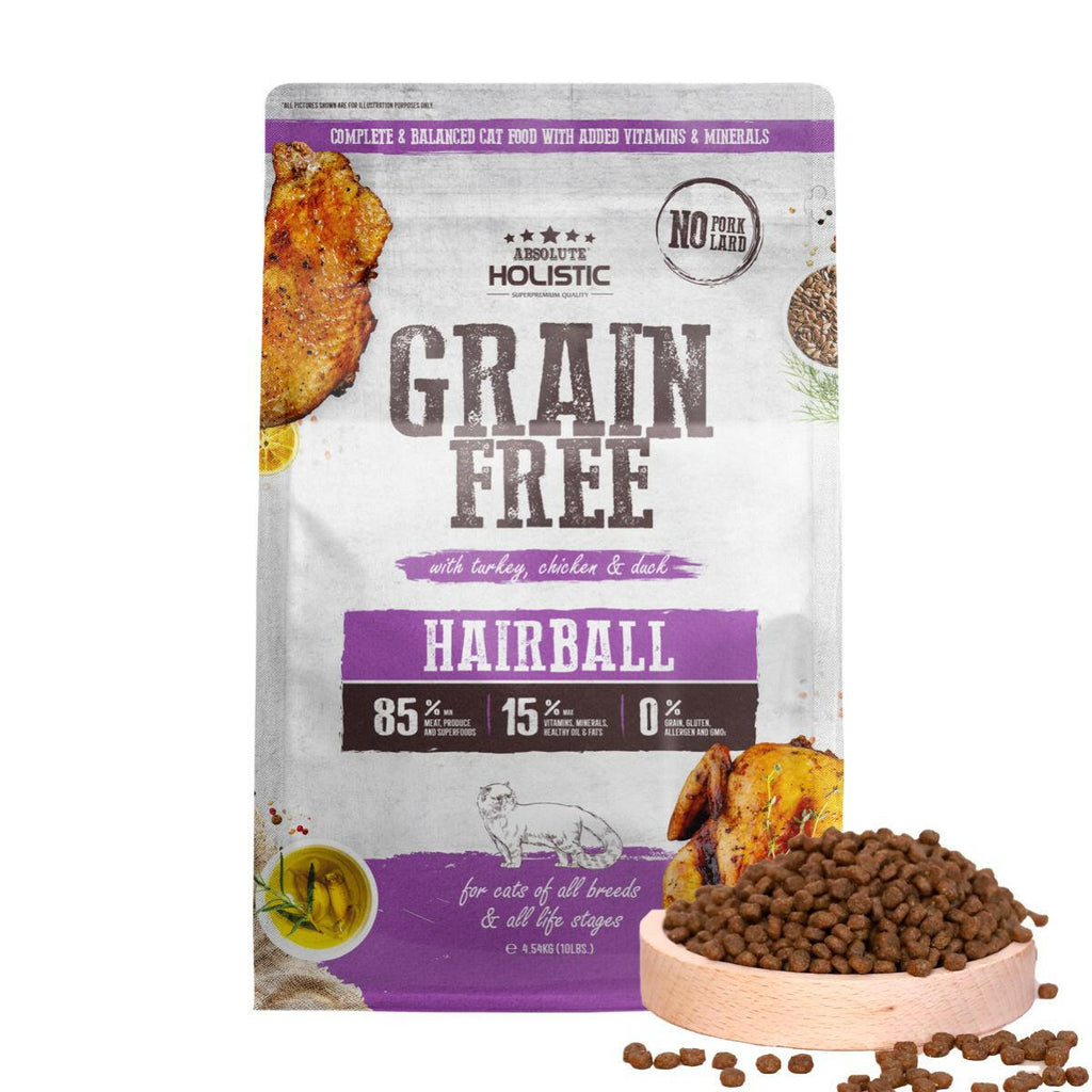 Absolute Holistic Grain Free Dry Cat Food - Hairball (10lbs).