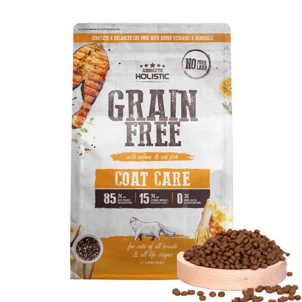 Absolute Holistic Grain Free Dry Cat Food - Coat Care (10lbs).