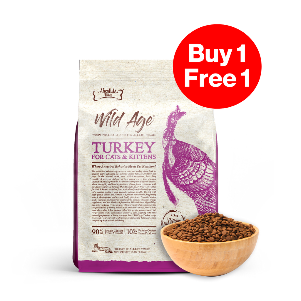 Absolute Bites Wild Age Dry Cat Food - Turkey (3.3lbs).