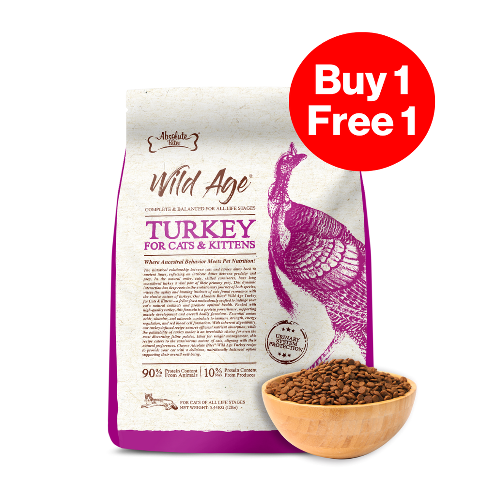 Absolute Bites Wild Age Dry Cat Food - Turkey (12lbs).