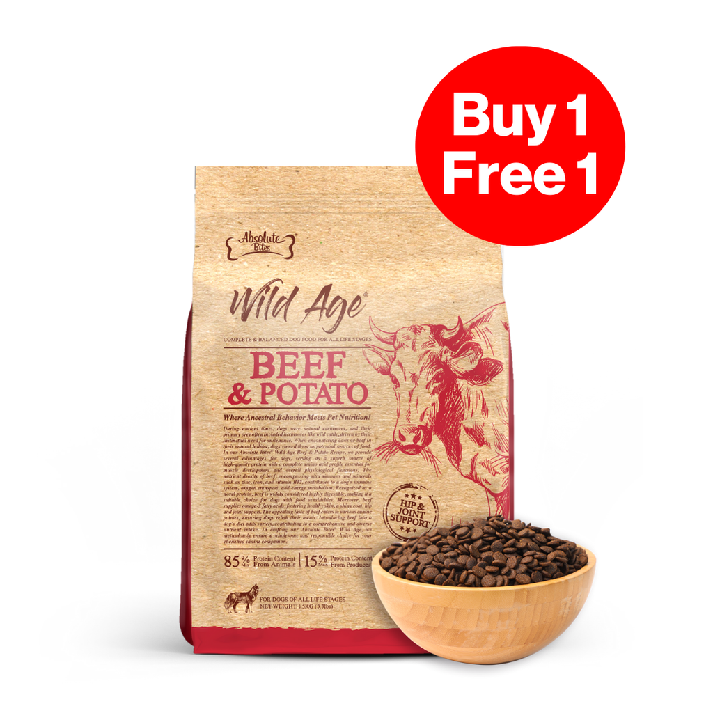 Absolute Bites Wild Age Dry Dog Food - Beef & Potato (3.3lbs).