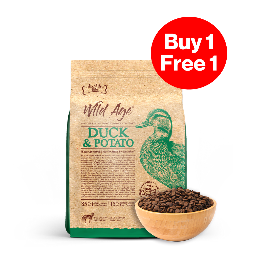 Absolute Bites Wild Age Dry Dog Food - Duck & Potato (3.3lbs).