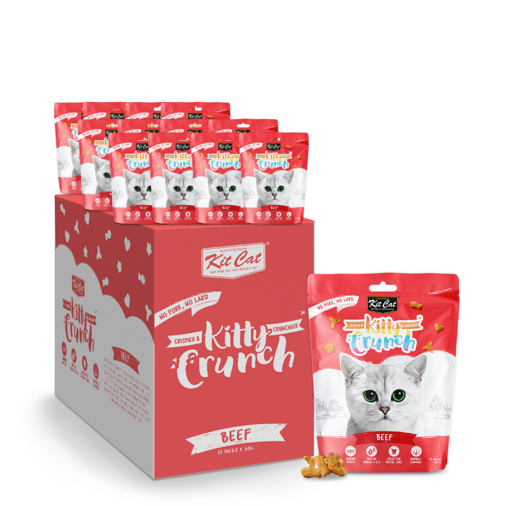 [CTN OF 12] Kit Cat Kitty Crunch Cat Treat - Beef (12x60g).