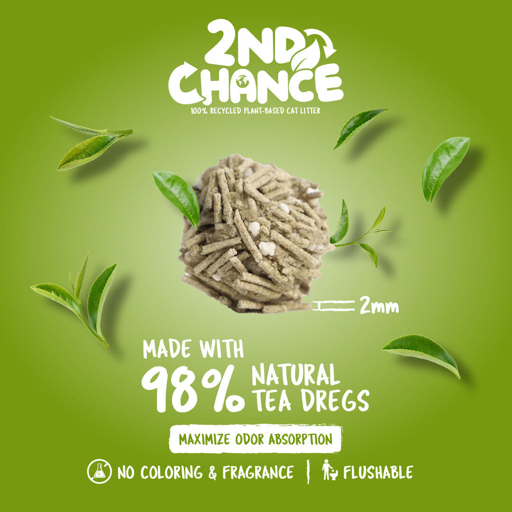 Kit Cat 2nd Chance Plant-Based Cat Litter - Green Tea Leaves (2.5KG).