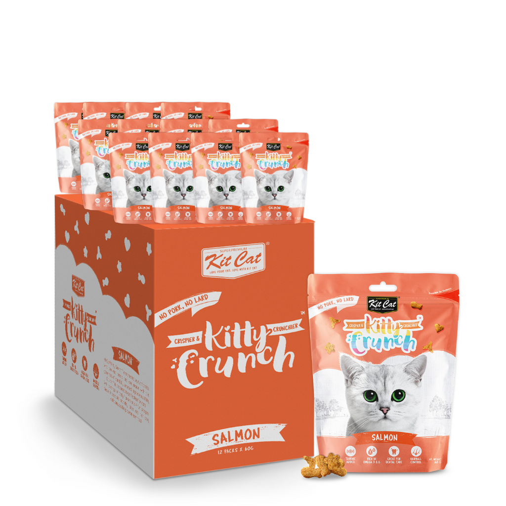 [CTN OF 12] Kit Cat Kitty Crunch Cat Treat - Salmon (12x60g).