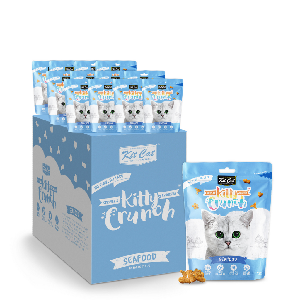 [CTN OF 12] Kit Cat Kitty Crunch Cat Treat - Seafood (12x60g).