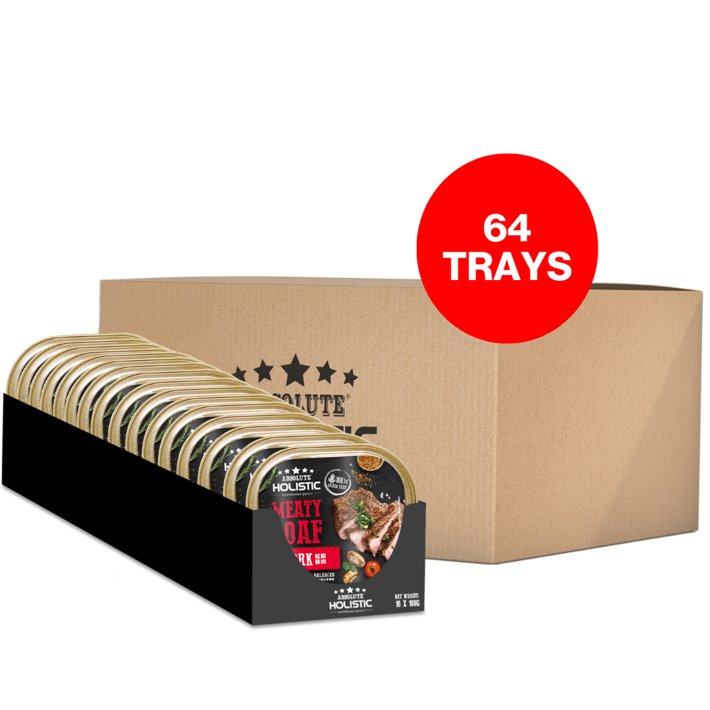 [CTN of 64] Absolute Holistic Complete & Balanced Meaty Loaf Wet Tray Food for Dog - Pork (100g x 64).
