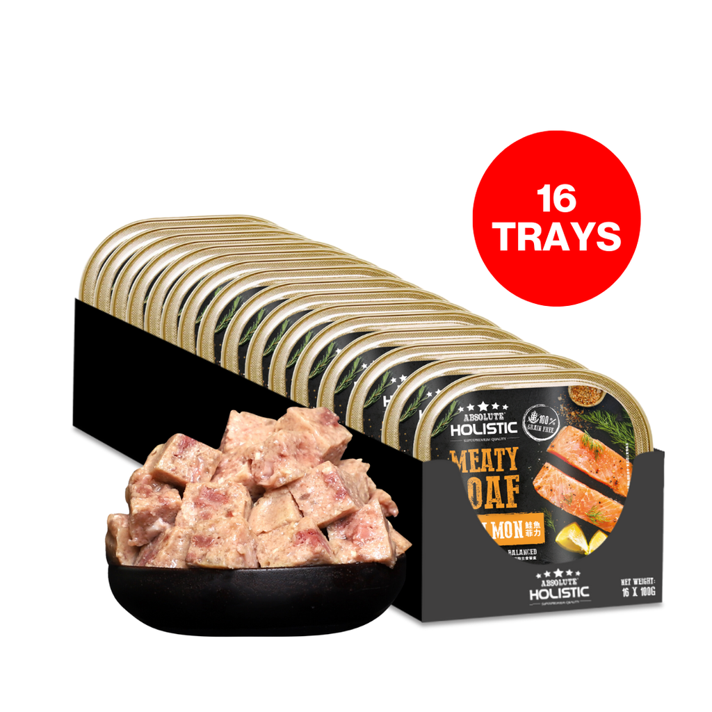 [CTN of 16] Absolute Holistic Complete & Balanced Meaty Loaf Wet Tray Food for Dog - Salmon (100g x 16).