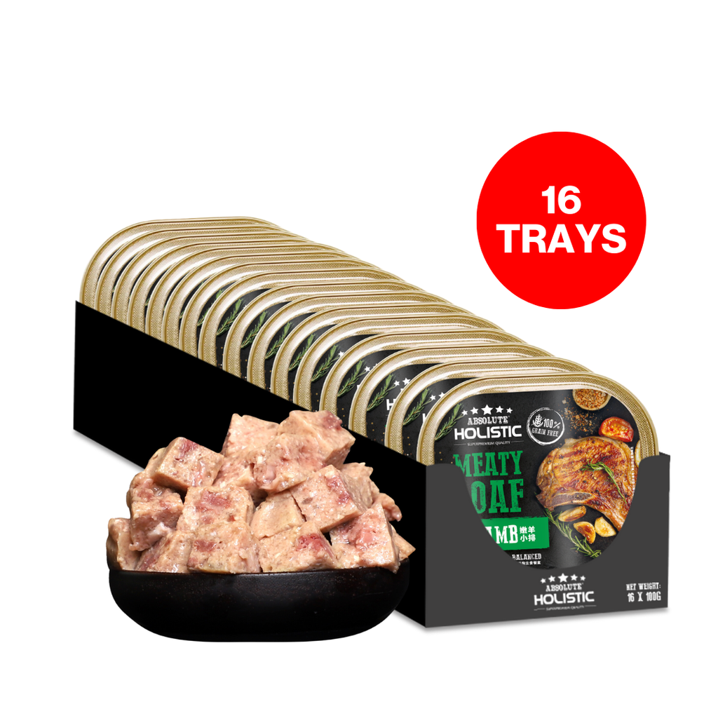 [CTN of 16] Absolute Holistic Complete & Balanced Meaty Loaf Wet Tray Food for Dog - Lamb (100g x 16).
