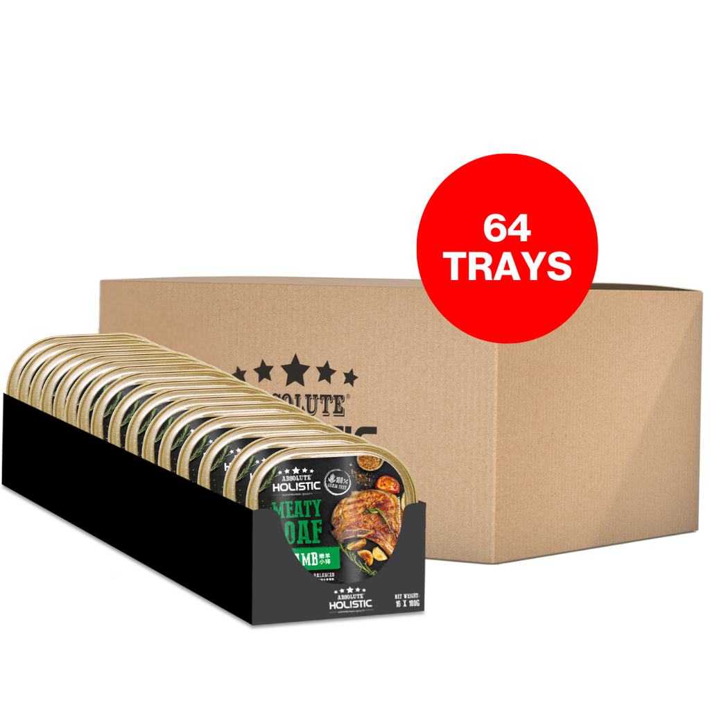 [CTN of 64] Absolute Holistic Complete & Balanced Meaty Loaf Wet Tray Food for Dog - Lamb (100g x 64).