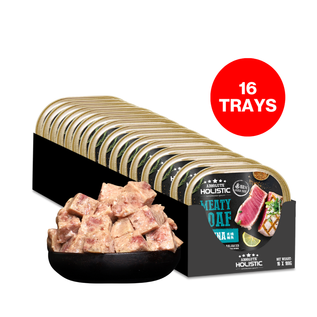 [CTN of 16] Absolute Holistic Complete & Balanced Meaty Loaf Wet Tray Food for Dog - Tuna (100g x 16).