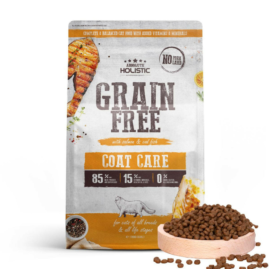 Absolute Holistic Grain Free Dry Cat Food -  Coat Care Dry Cat Food (3lbs).