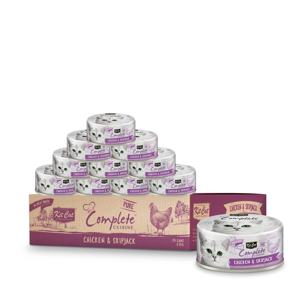 [CTN of 24]Kit Cat Complete Cuisine Pure Wet Cat Food - Chicken & Skipjack (70g).