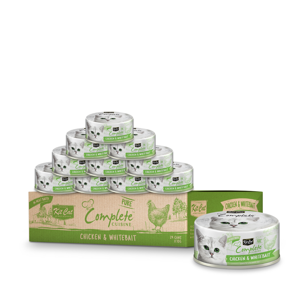 [CTN of 24]Kit Cat Complete Cuisine Pure Wet Cat Food - Chicken & Whitebait (70g).