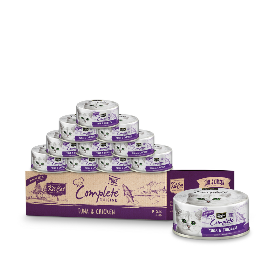 [CTN of 24]Kit Cat Complete Cuisine Pure Wet Cat Food - Tuna & Chicken (70g).