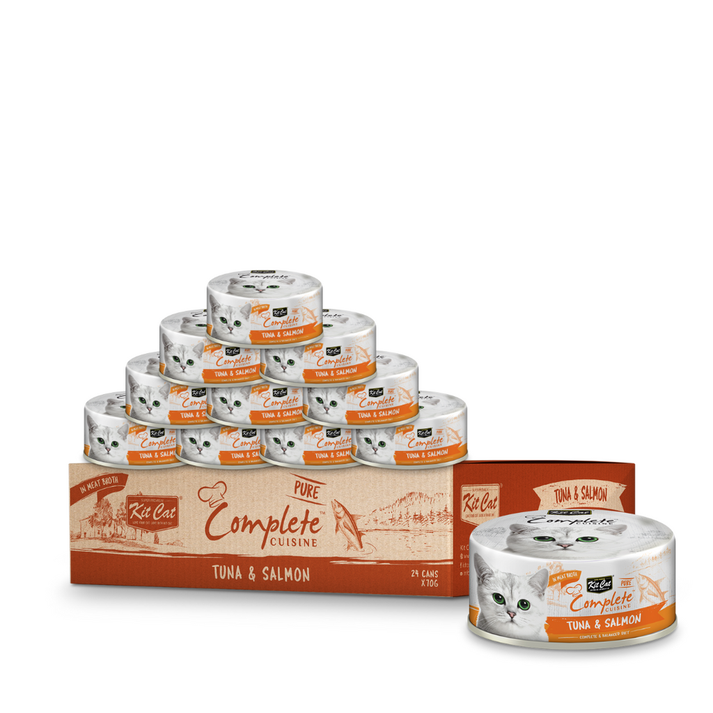 [CTN of 24]Kit Cat Complete Cuisine Pure Wet Cat Food - Tuna & Salmon (70g).