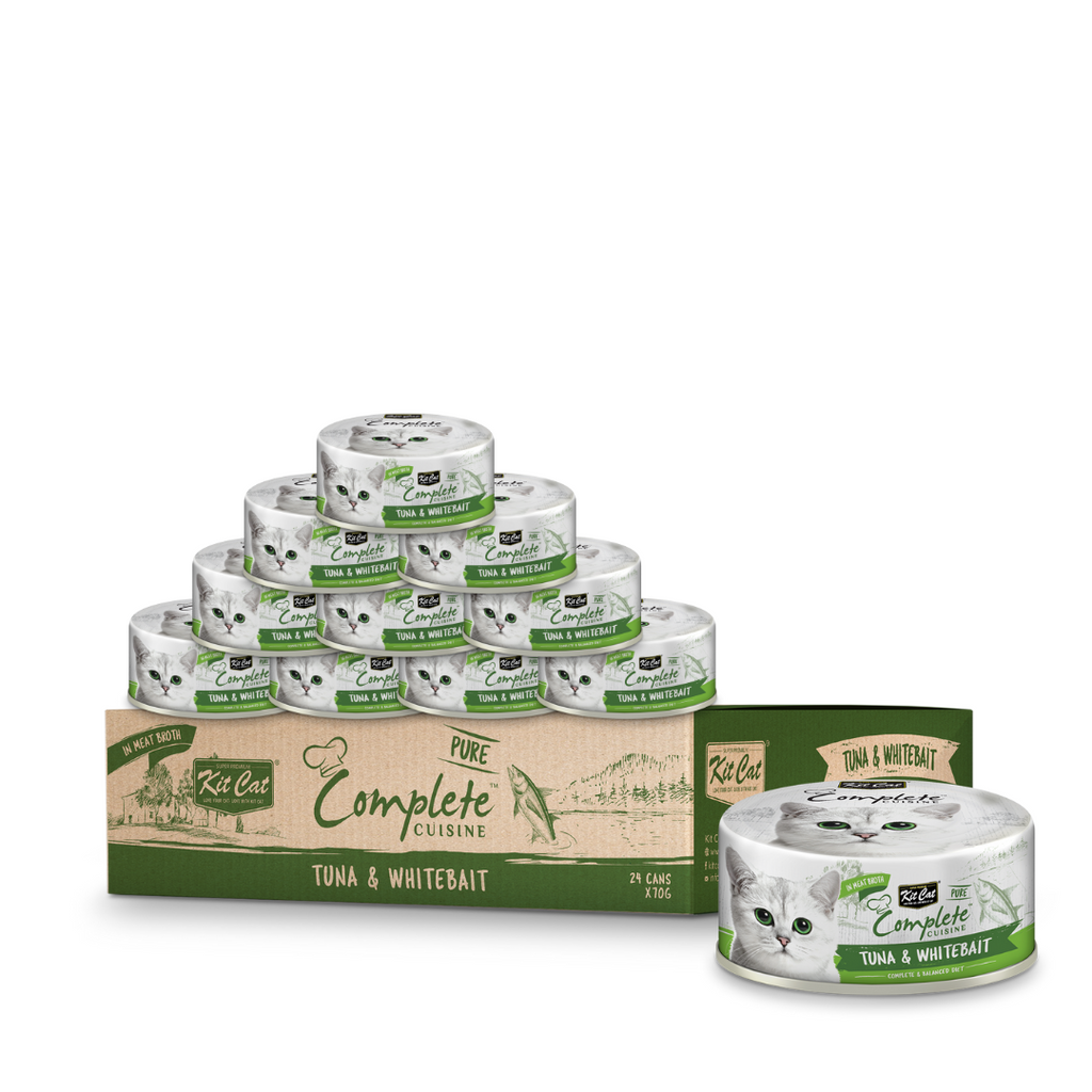 [CTN of 24]Kit Cat Complete Cuisine Pure Wet Cat Food - Tuna & Whitebait (70g).