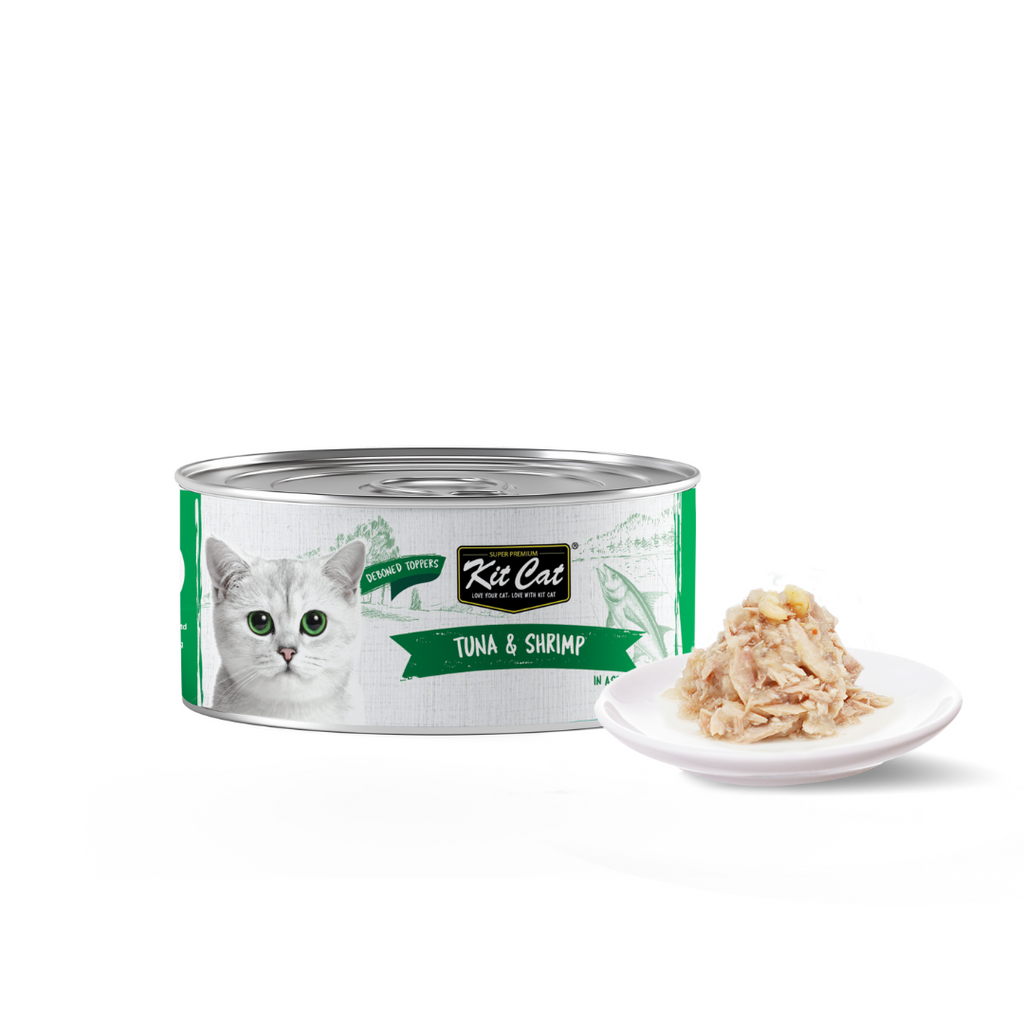 [CTN OF 24] Kit Cat Deboned Toppers Cat Canned Food - Tuna & Shrimp Toppers (80g).