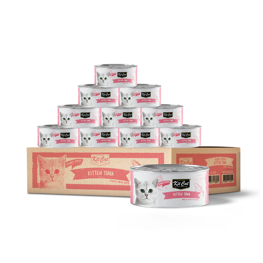 [CTN OF 24] Kit Cat Deboned Toppers Cat Canned Food - Kitten Tuna Flakes (80g).
