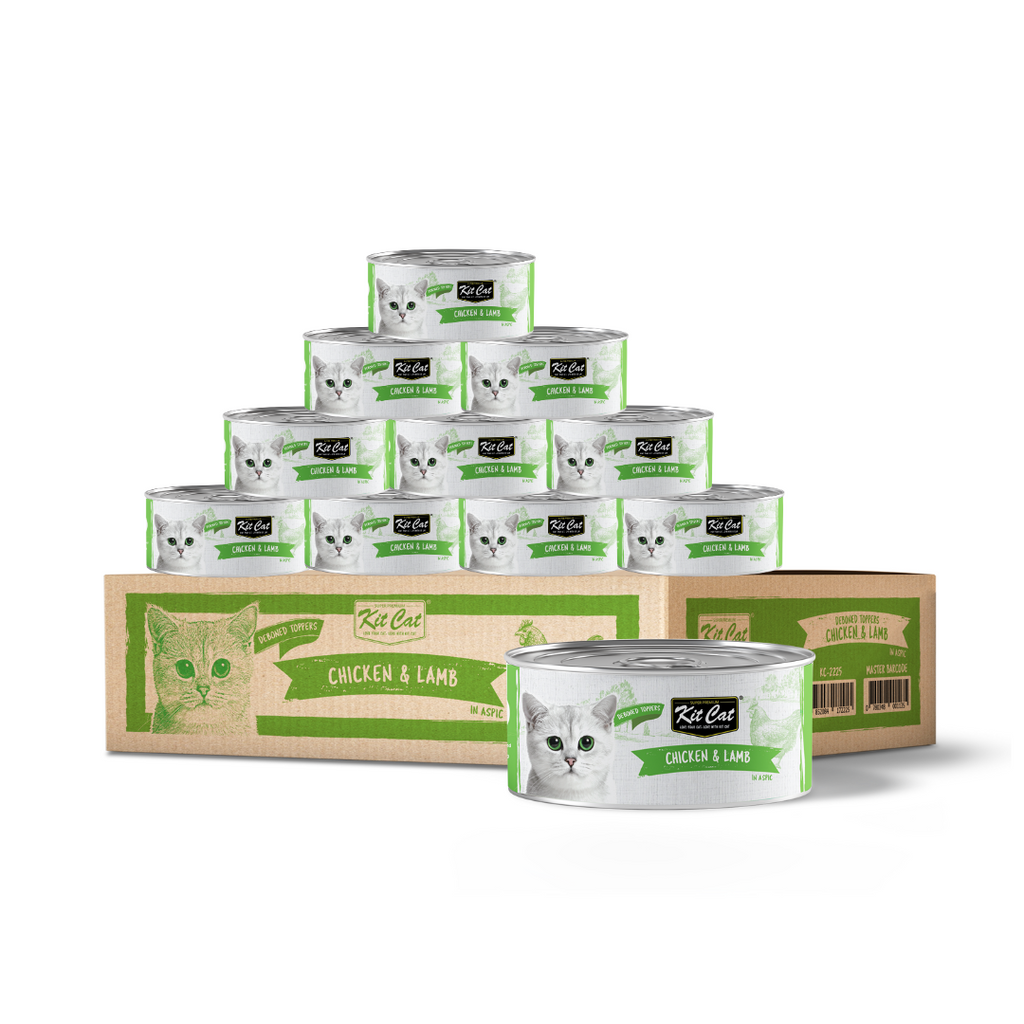 [CTN OF 24] Kit Cat Deboned Toppers Cat Canned Food - Chicken & Lamb Toppers (80g).