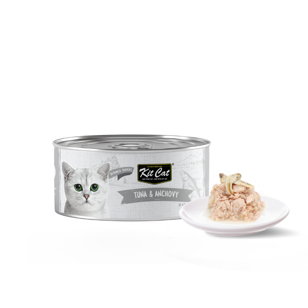 [CTN OF 24] Kit Cat Deboned Toppers Cat Canned Food - Tuna & Anchovy Toppers (80g).