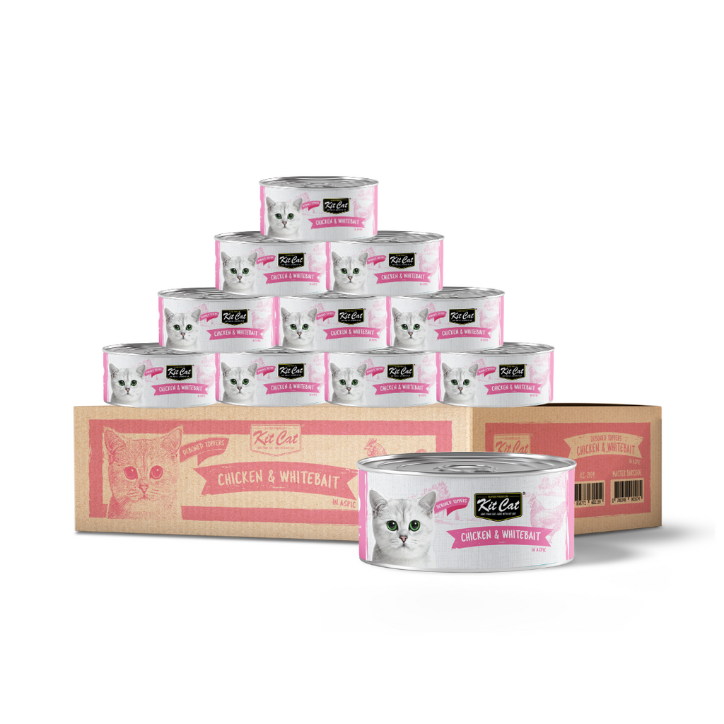 [CTN OF 24] Kit Cat Deboned Toppers Cat Canned Food - Chicken & Whitebait (80g).