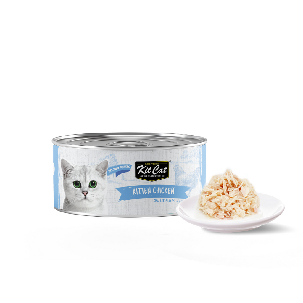 [CTN OF 24] Kit Cat Deboned Toppers Cat Canned Food - Kitten Chicken Flakes (80g).