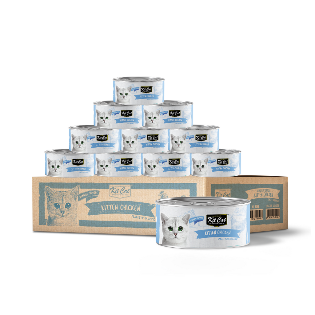 [CTN OF 24] Kit Cat Deboned Toppers Cat Canned Food - Kitten Chicken Flakes (80g).