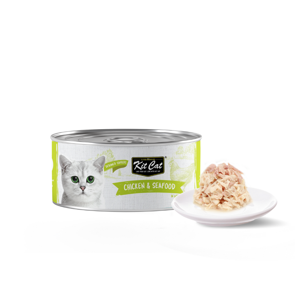 [CTN OF 24] Kit Cat Deboned Toppers Cat Canned Food - Chicken & Seafood (80g).