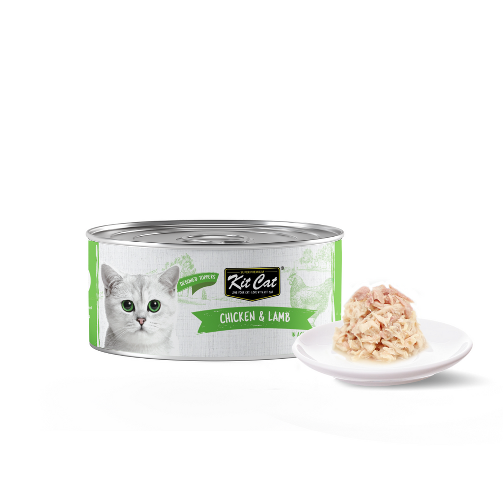 [CTN OF 24] Kit Cat Deboned Toppers Cat Canned Food - Chicken & Lamb Toppers (80g).