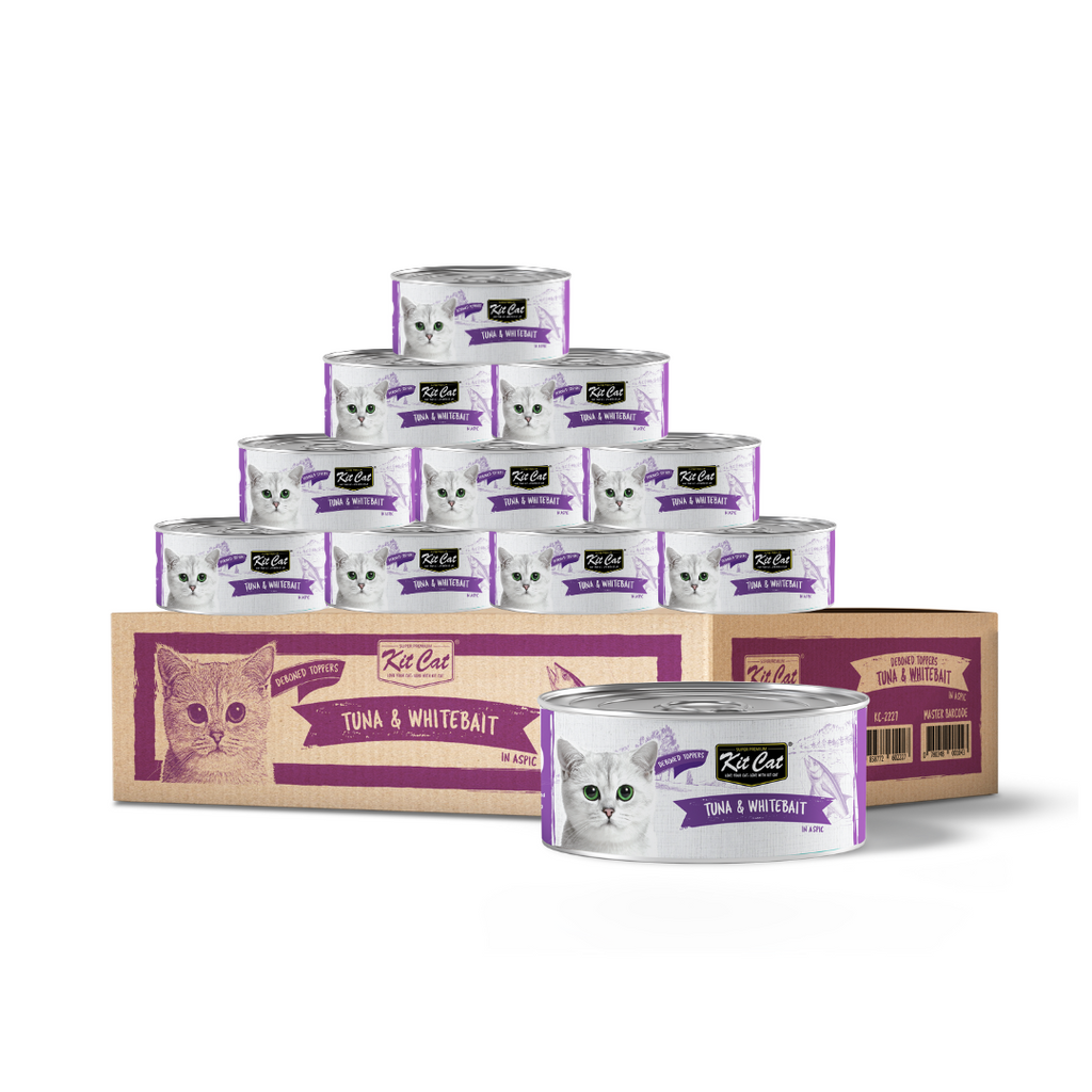 [CTN OF 24] Kit Cat Deboned Toppers Cat Canned Food - Tuna & Whitebait Toppers (80g).