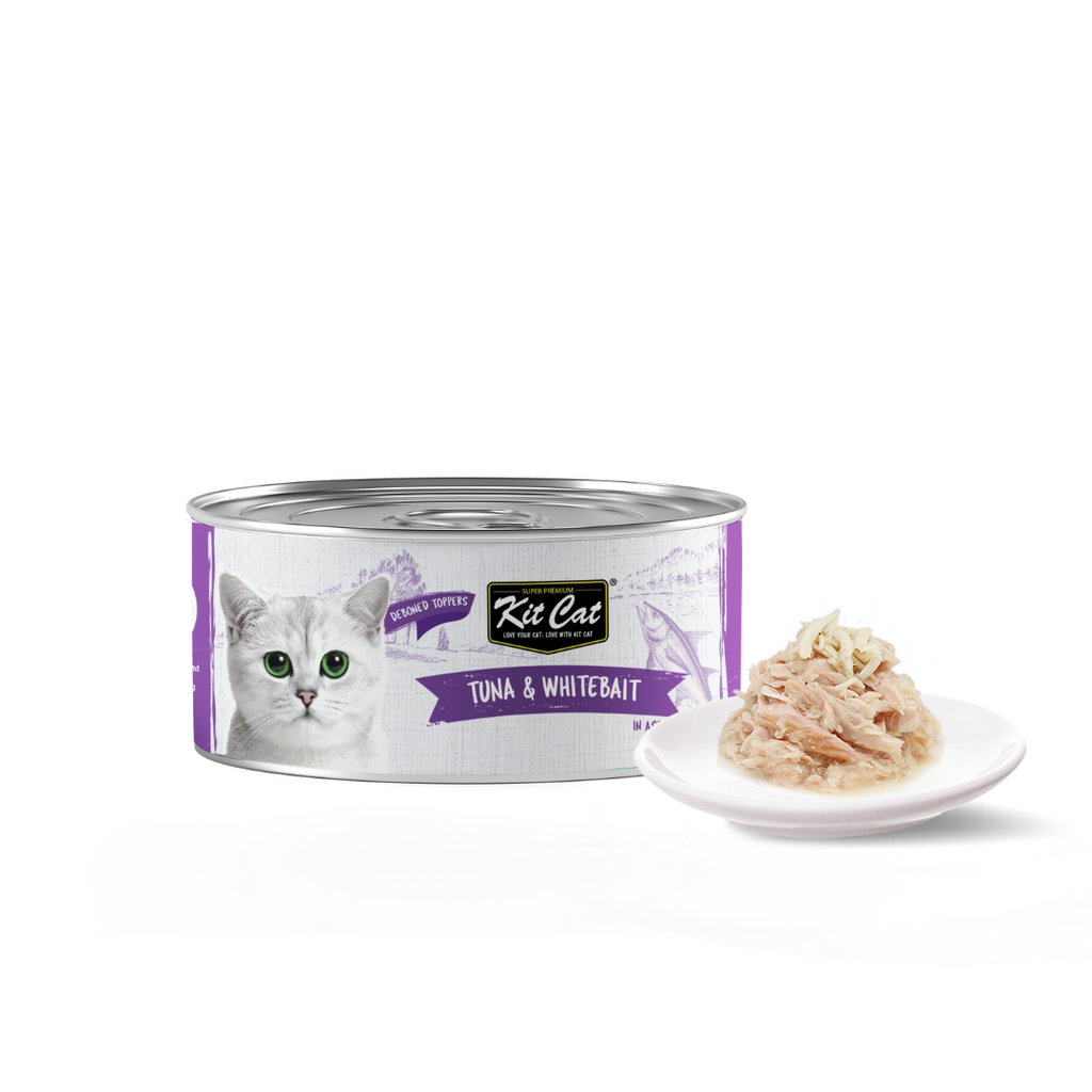 [CTN OF 24] Kit Cat Deboned Toppers Cat Canned Food - Tuna & Whitebait Toppers (80g).