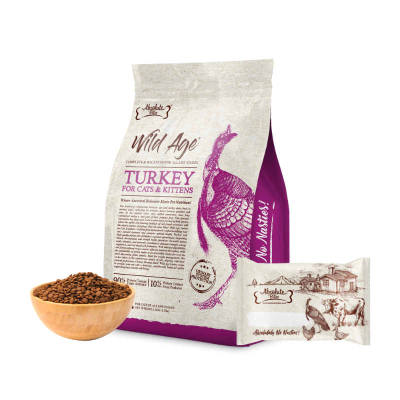 Absolute Bites Wild Age Dry Cat Food - Turkey (Sample).