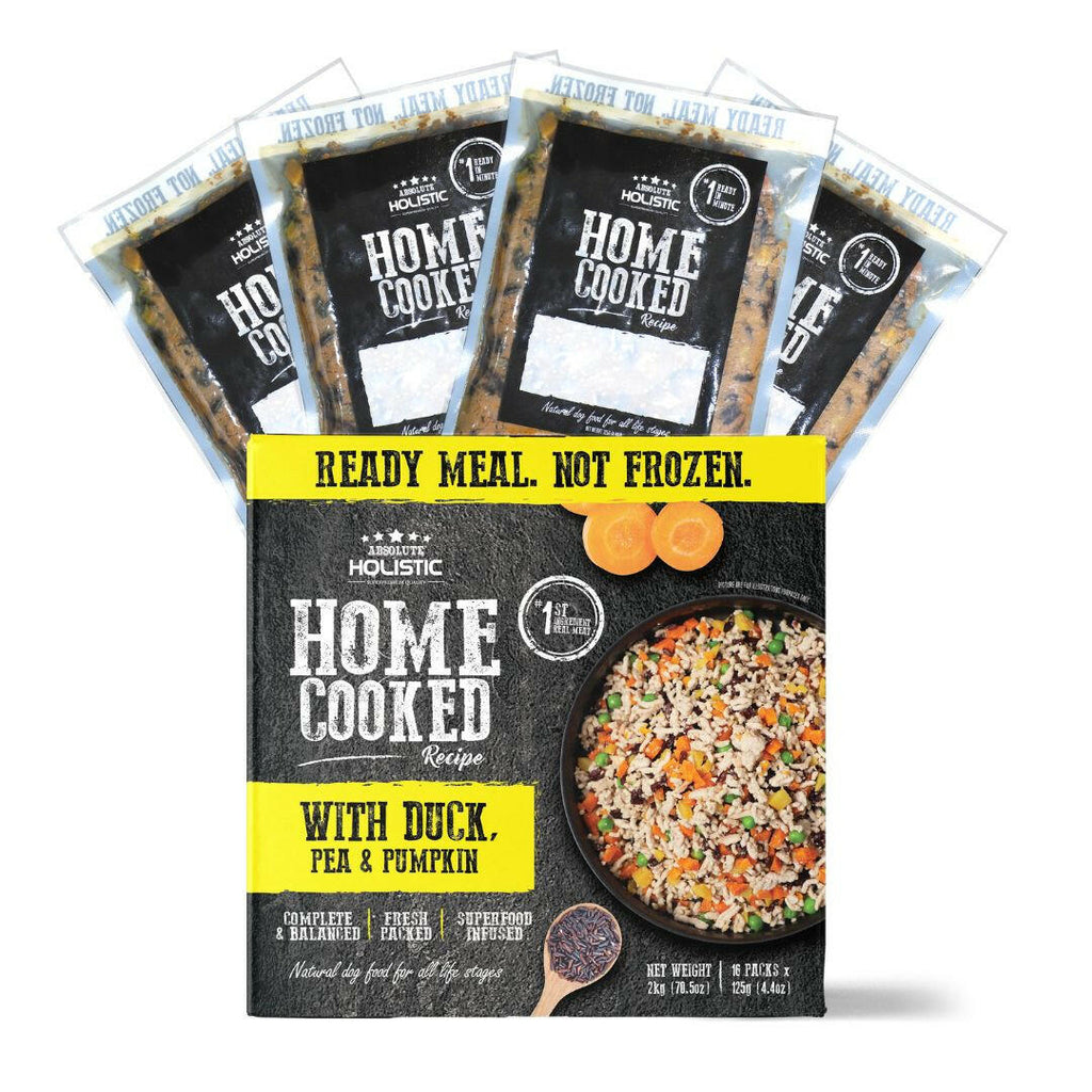 Absolute Holistic Home Cooked Style Recipe Gently Cooked Dog Food (2kg) - Duck, Peas & Pumpkin.