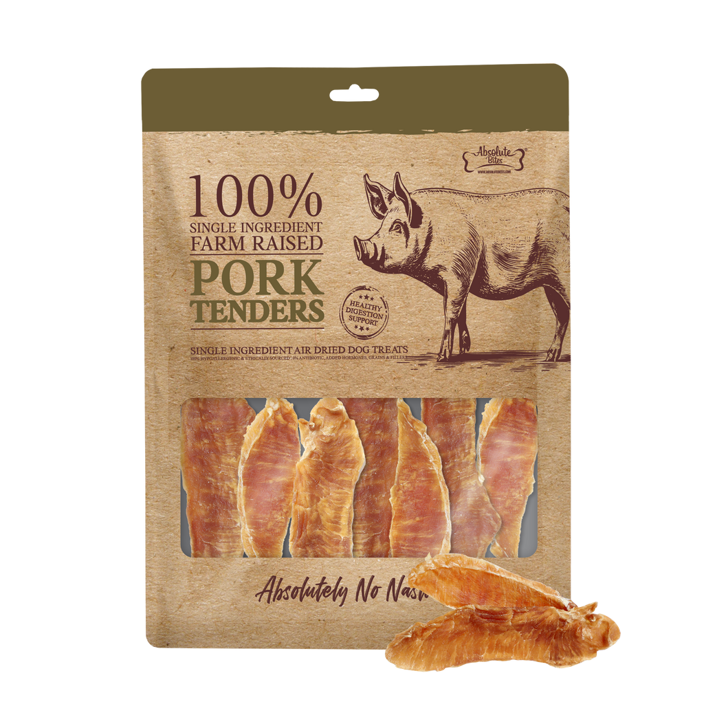 Absolute Bites Single Ingredient Air Dried Treats for Dogs - Pork Tenderloin (90g).