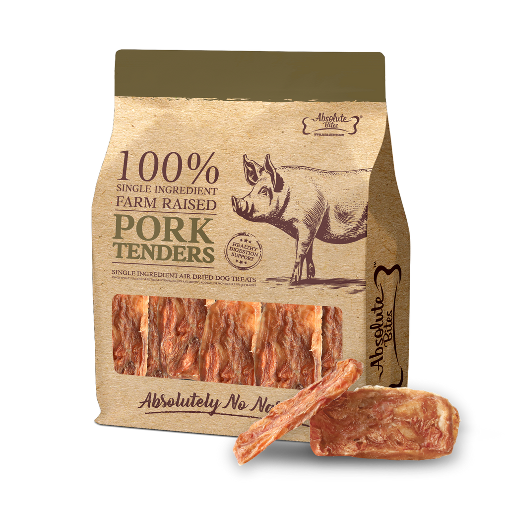 Absolute Bites Single Ingredient Air Dried Treats for Dogs - Pork Tenderloin (250g).