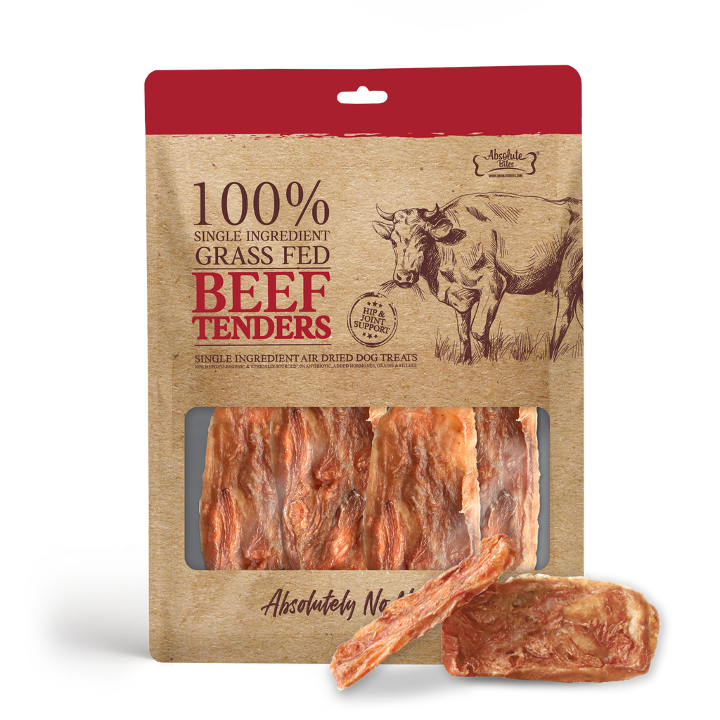 Absolute Bites Single Ingredient Air Dried Treats for Dogs - Beef Tenders (80g).