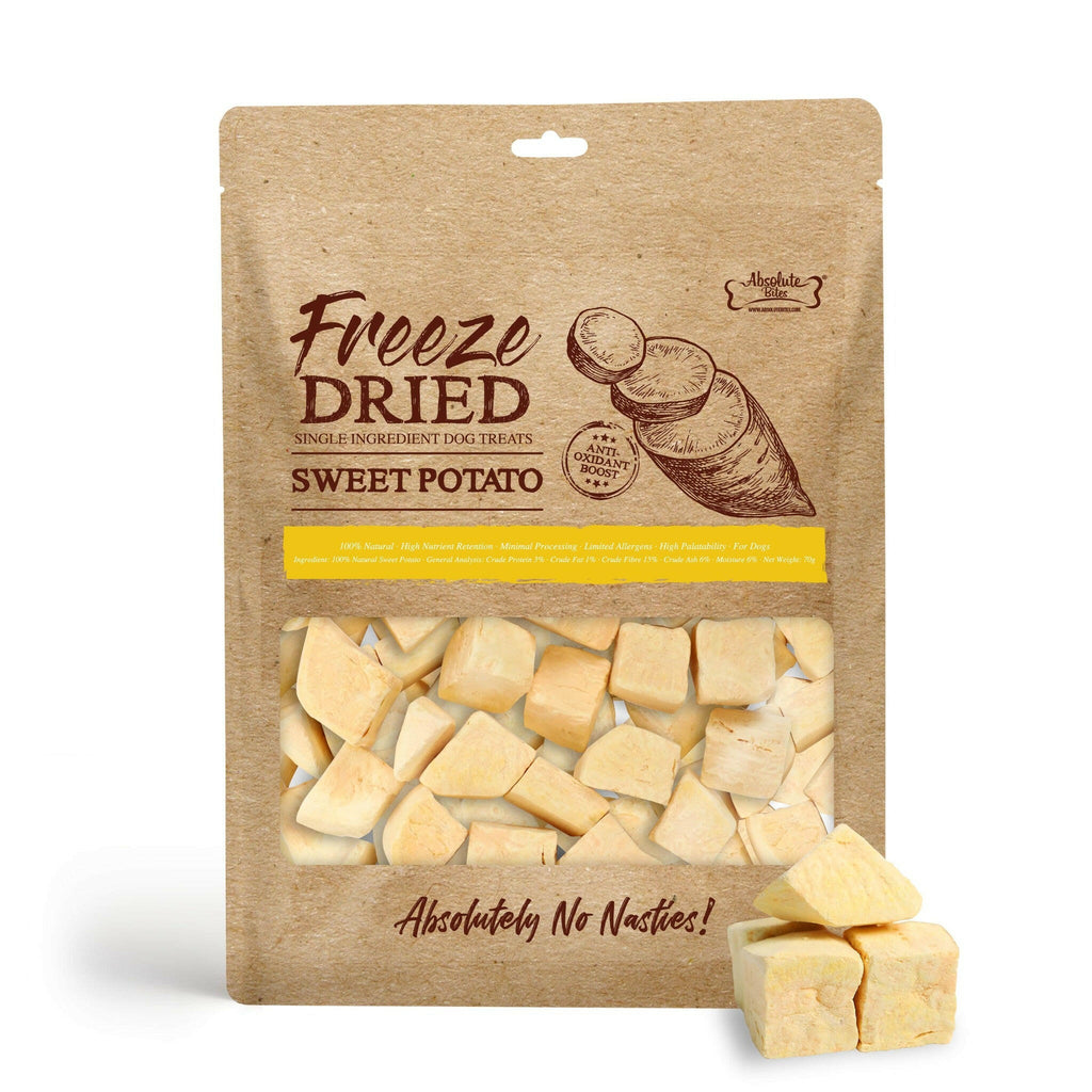 Absolute Bites Single Ingredient Freeze Dried Dog Treats - Sweet Potato (70g).