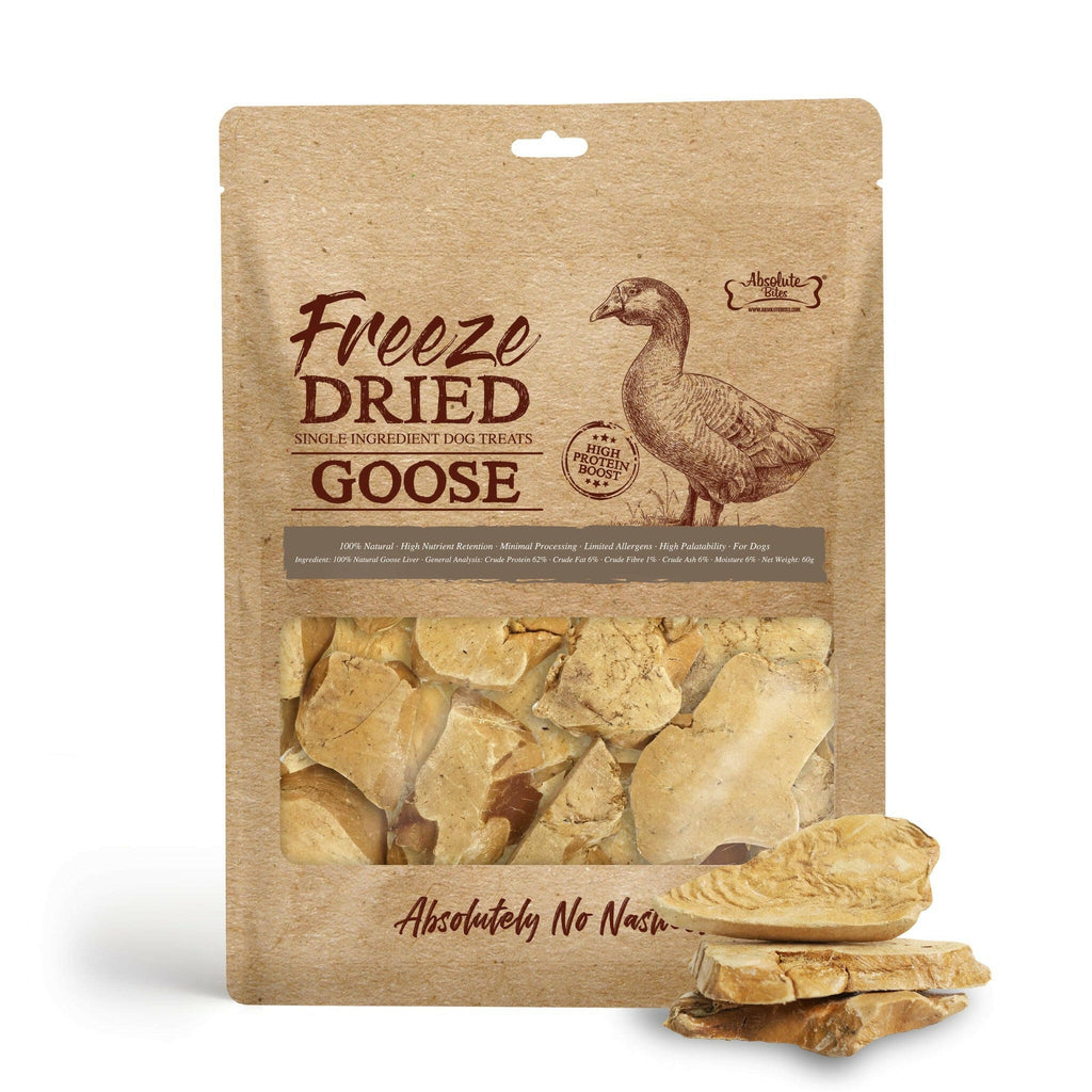 Absolute Bites Single Ingredient Freeze Dried Dog Treats - Goose (60g).