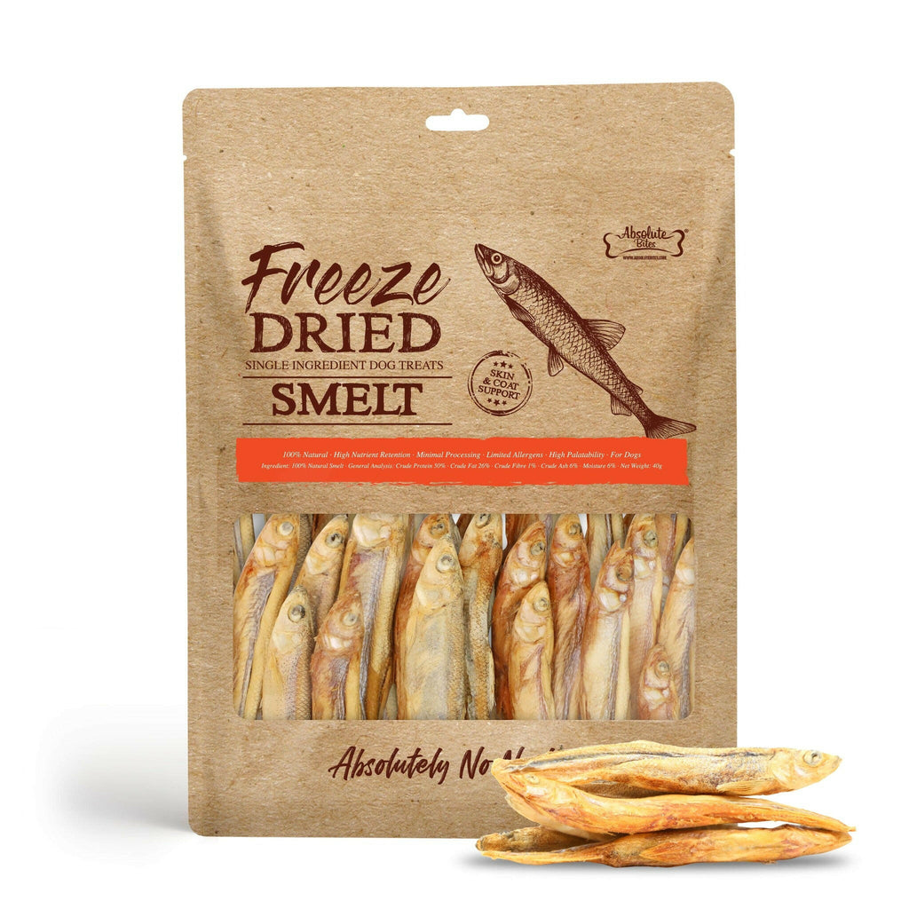 Absolute Bites Single Ingredient Freeze Dried Dog Treats - Smelt (40g).