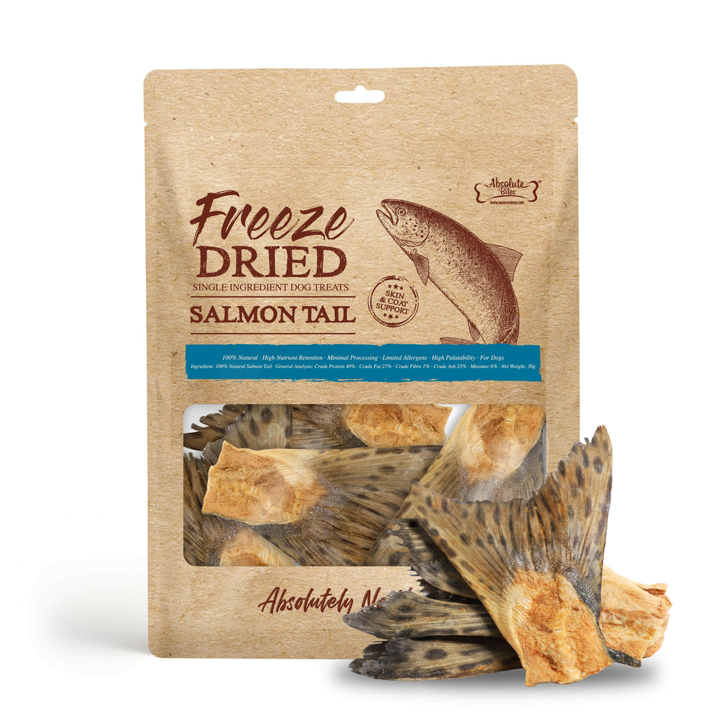 Absolute Bites Single Ingredient Freeze Dried Dog Treats - Salmon Tail (30g).