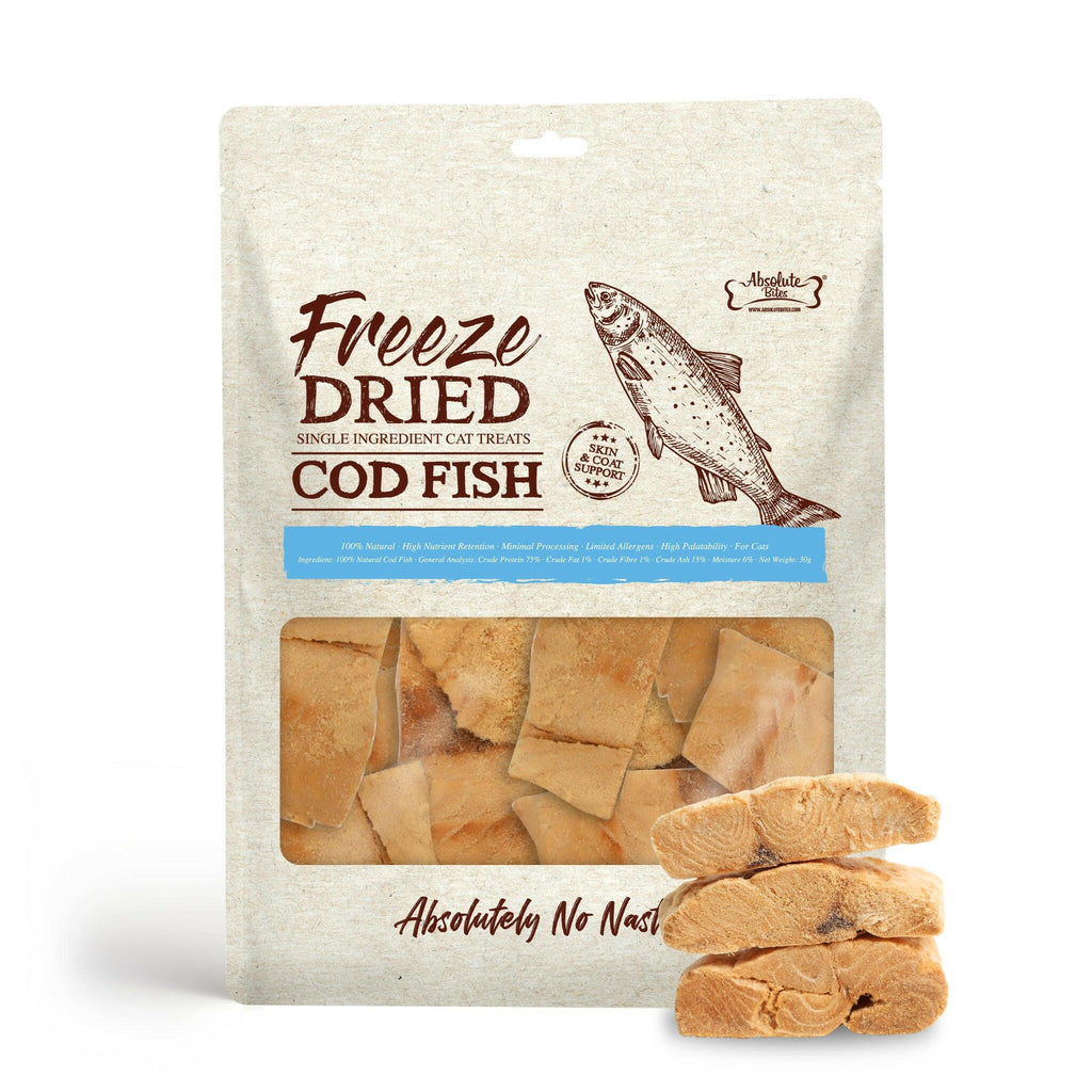 Absolute Bites Single Ingredient Freeze Dried Cat Treats - Cod Fish (30g).