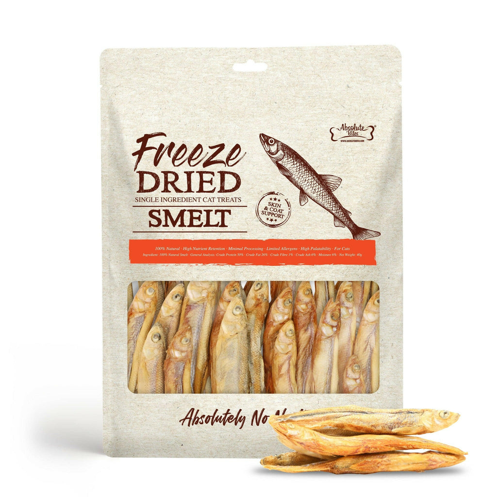 Absolute Bites Single Ingredient Freeze Dried Cat Treats - Smelt (40g).