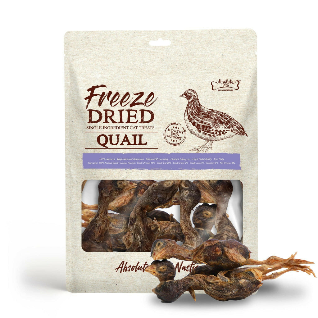 Absolute Bites Single Ingredient Freeze Dried Cat Treats - Quail (25g).