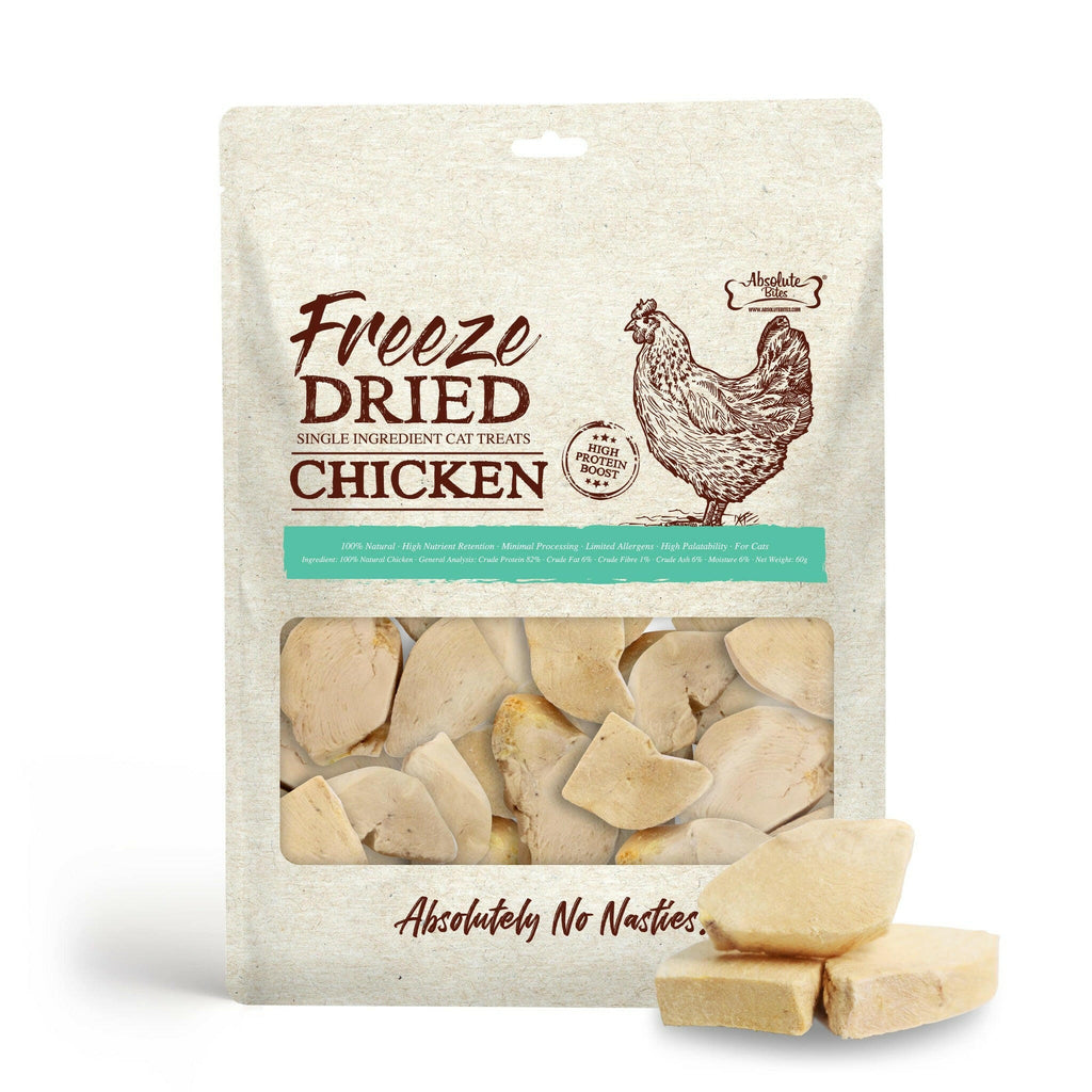 Absolute Bites Single Ingredient Freeze Dried Cat Treats - Chicken (60g).