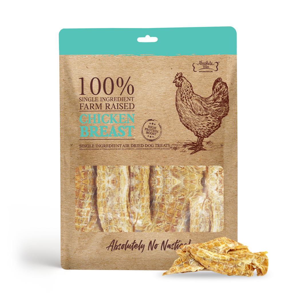 Absolute Bites Single Ingredient Air Dried Treats for Dogs - Chicken Breast (130g).